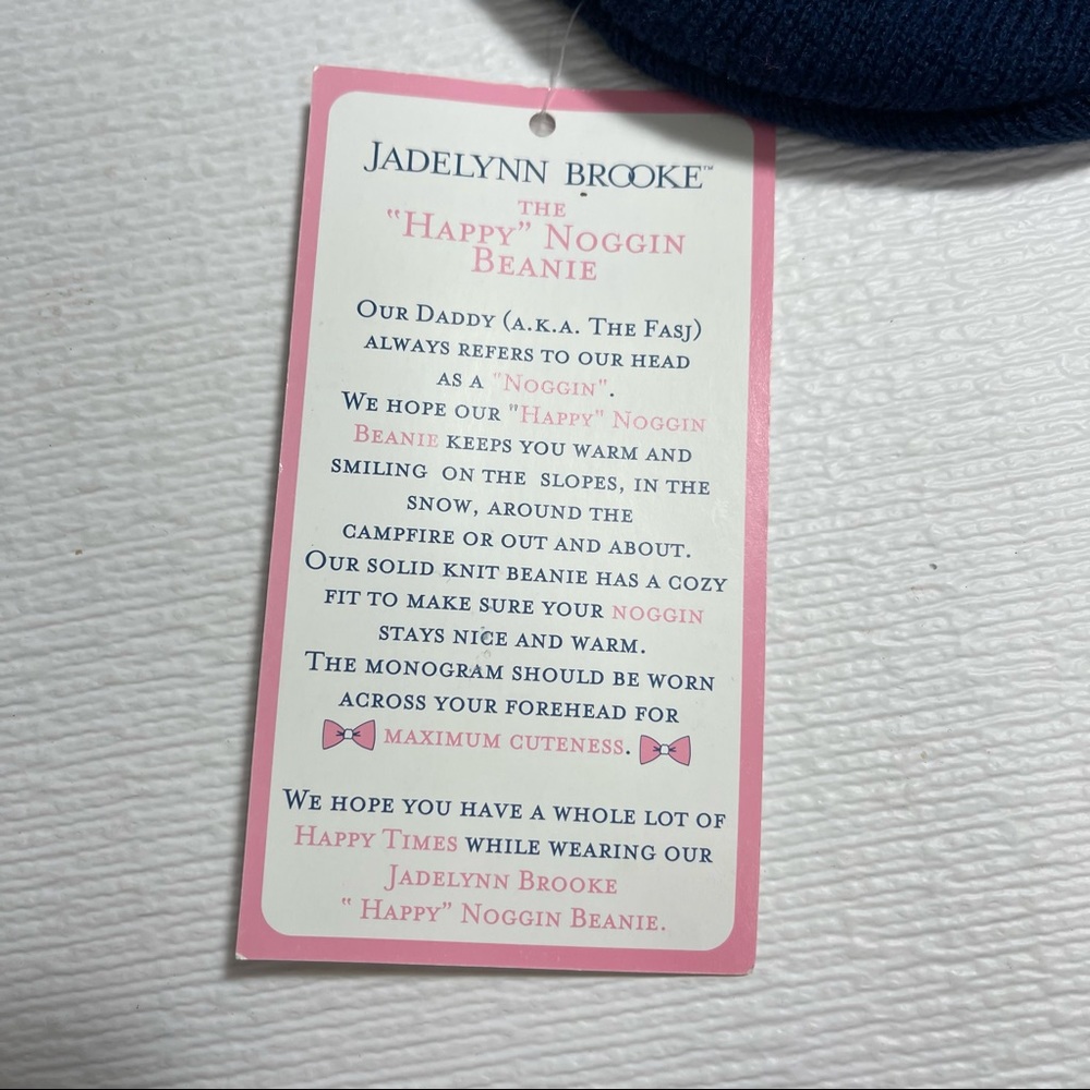 NWT JADELYNN BROOKE blue “preppy” beanie - Picture 3 of 9